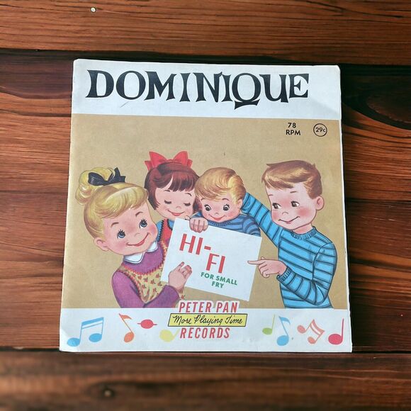 Vintage Vinyl Records Nursery Daycare Playroom Gift 78 RPM Dominique Peter Pan - Picture 1 of 4